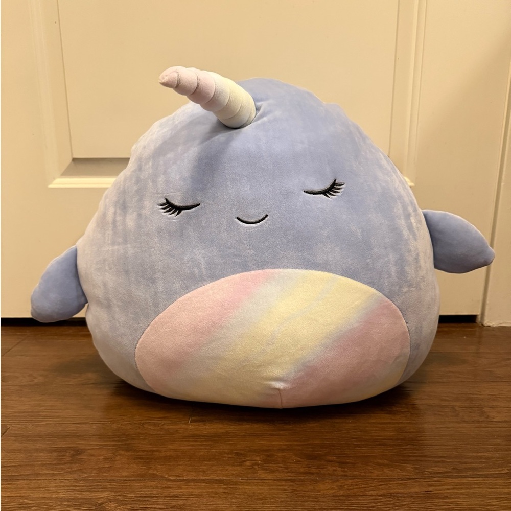 Big Squishmallows Blue and Pink Narwhal